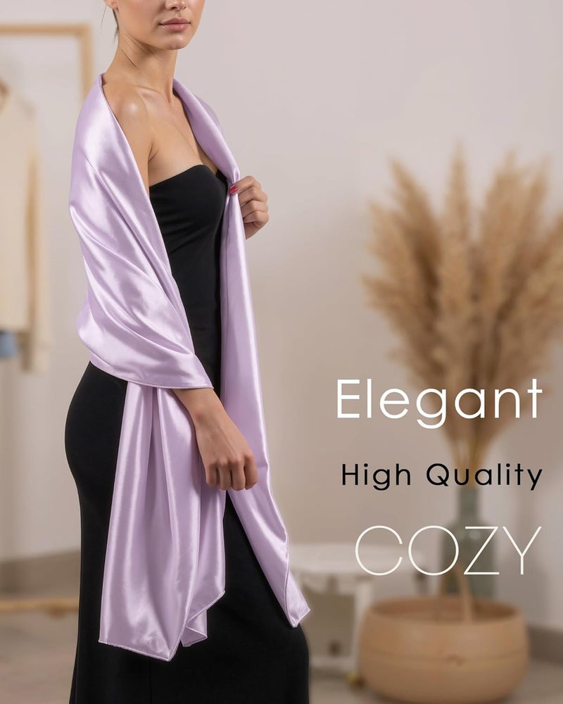 Sofier Satin Shawl Wraps for Women Evening Dresses Wedding Bridal Party Silky Scarf Formal Cover Up Bridesmaid Gifts - Image 2